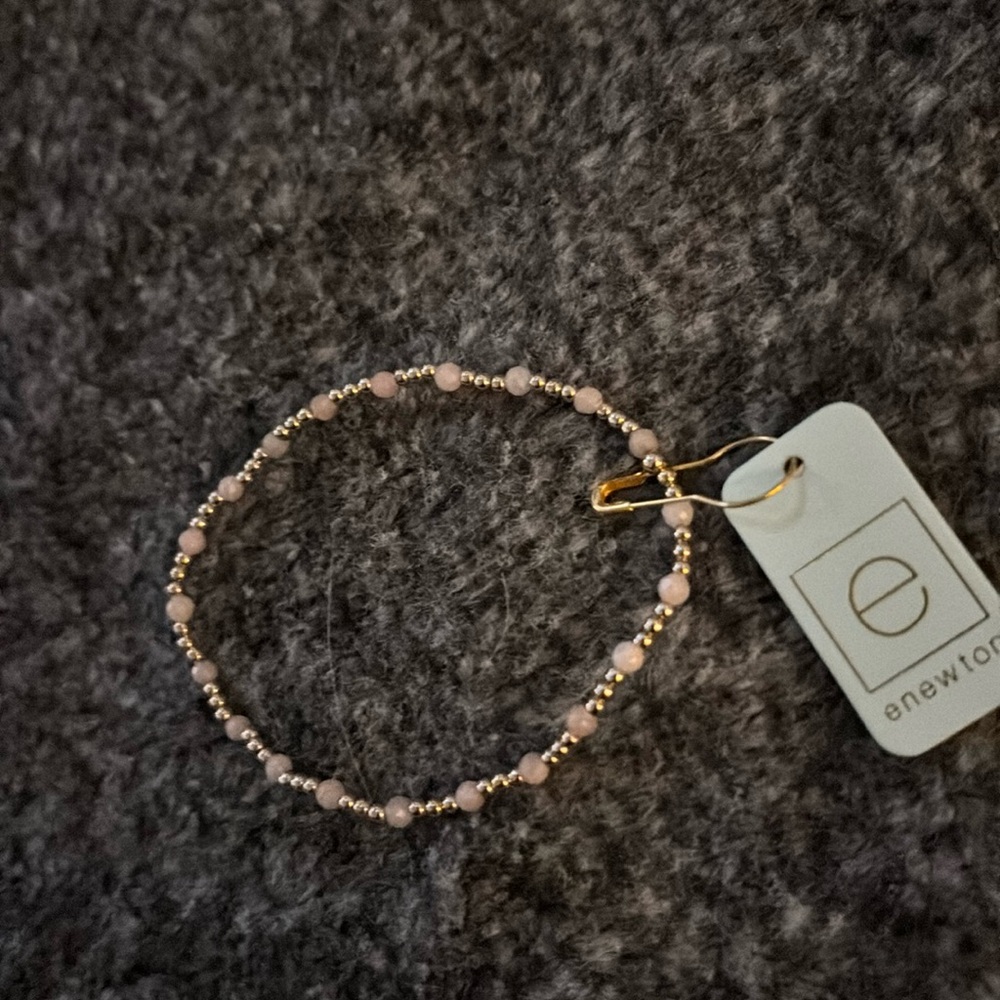 NWT ENEWTON GEMSTONE GOLD SINCERITY PATTERN 3MM BEAD BRACELET - PINK OPAL - Picture 2 of 4